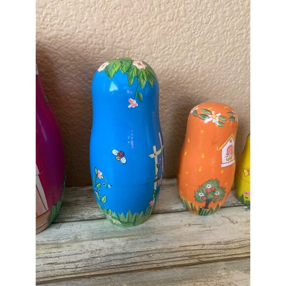 Vintage Strawberry Shortcake Wooden Nesting Dolls Set of 5 - 1980s Collectible - Picture 12 of 16